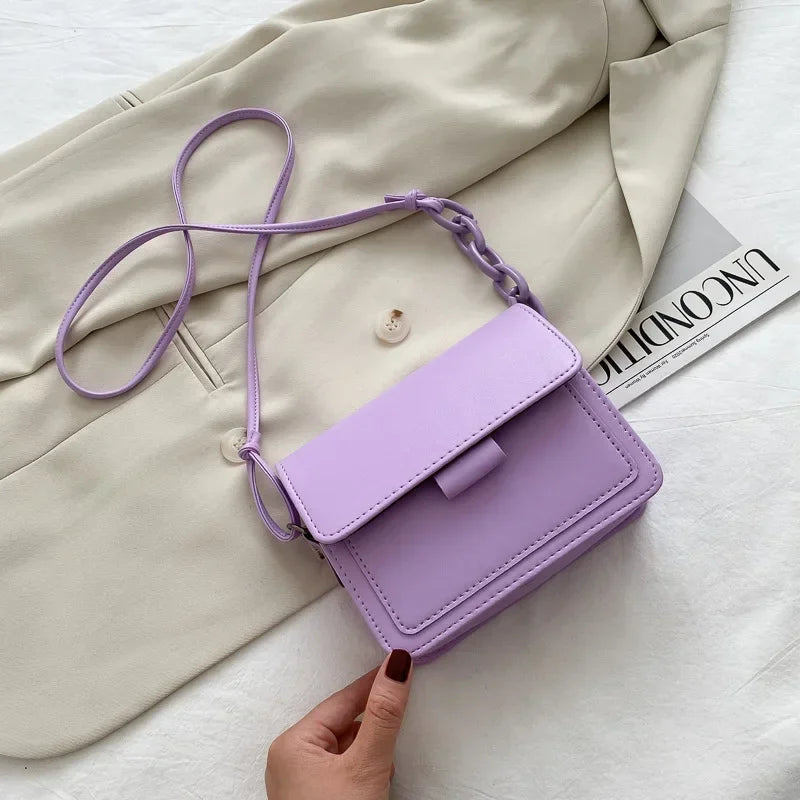 Trista Classic Leather Crossbody Bag with Flap Closure for Stylish Convenience Purple