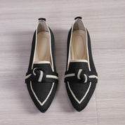 Jordana - Pointed Toe Loafers with Knot Accent Black