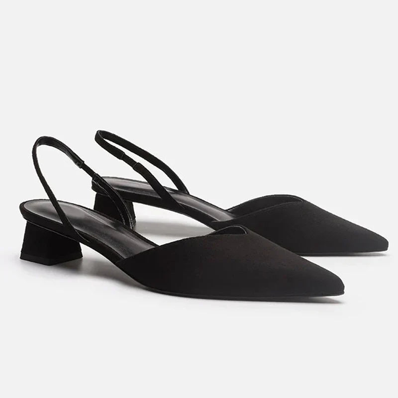 Izara - Slingback Pointed Toe Heels Black