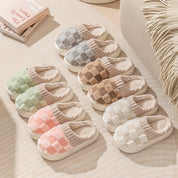 Peachy Plaid Plush Indoor Slippers