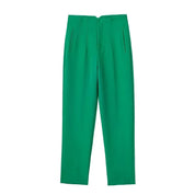 Maryanne - High-Waisted Cropped Formal Trousers Light Green