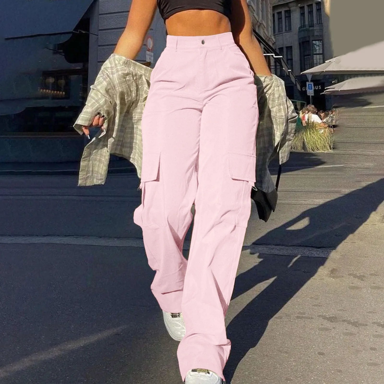 Patrice - High-Waisted Cargo Pants Pink