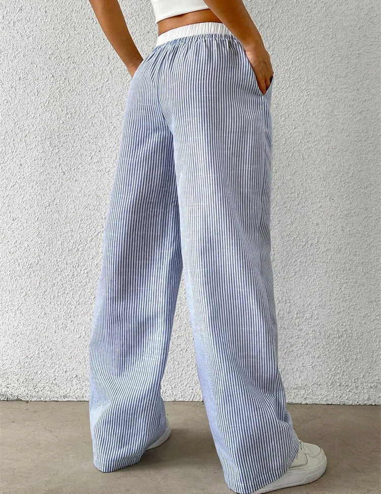 Daphne Striped Wide-Leg Casual Pants