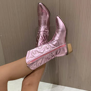 Josefa - Vintage-Inspired Cowboy Boots with Embroidered Accents