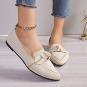 Jordana - Pointed Toe Loafers with Knot Accent