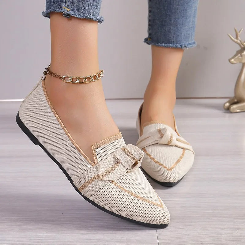 Jordana - Pointed Toe Loafers with Knot Accent