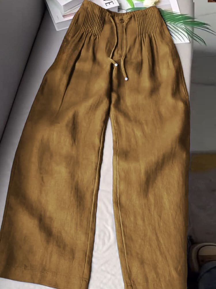 Relaxed Pleated Linen Pants For Women Comfort Fit Everyday