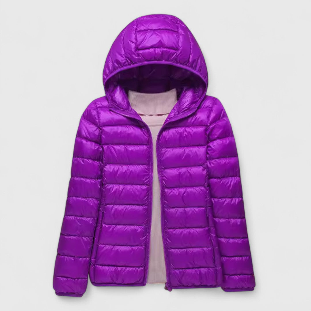 Lily - Ultra-Light Quilted Jacket Purple Hood