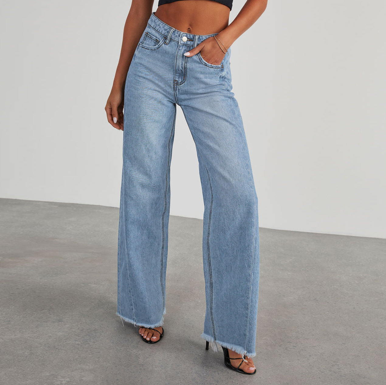 Gemma High-Rise Wide-Leg Denim Light Blue