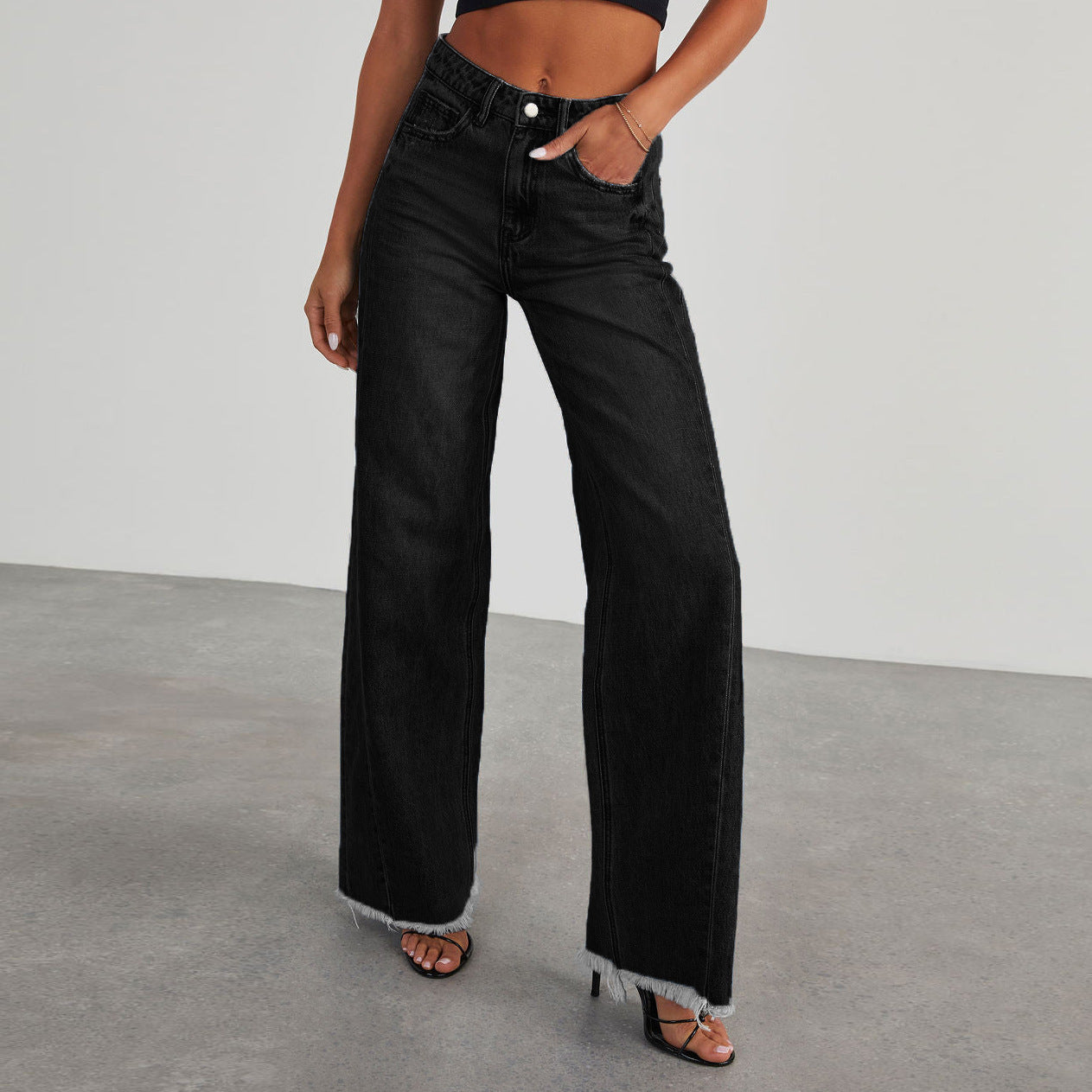 Gemma High-Rise Wide-Leg Denim Black