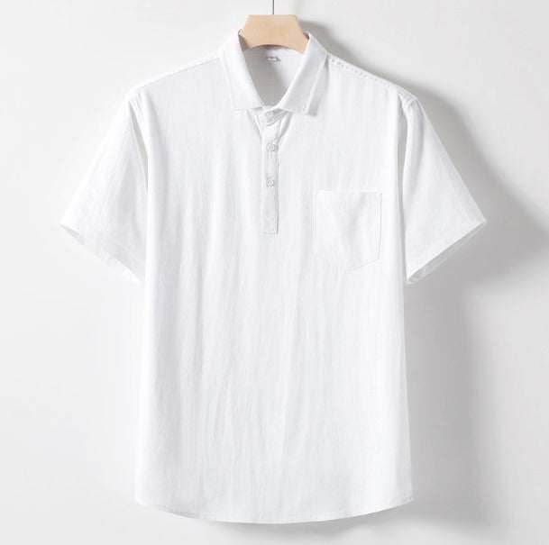 Lars Short Sleeve Shirt Featuring Chest Pocket White