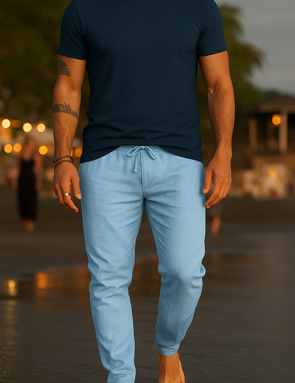 Yorick Drawstring Joggers Light blue