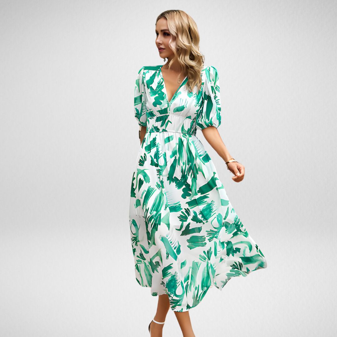 Serena Abstract Pattern Dress Green