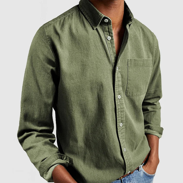 Fynn Long-Sleeve Button-Up Shirt Green
