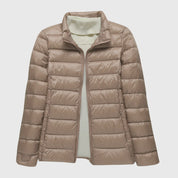 Lily - Ultra-Light Quilted Jacket Khaki Stand-up collar