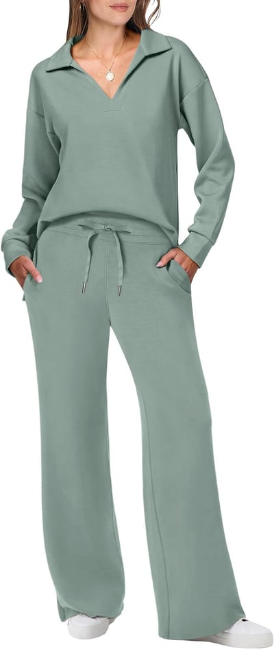 Briar Relaxed Sweater Trouser Set for Ultimate Comfort and Style Green