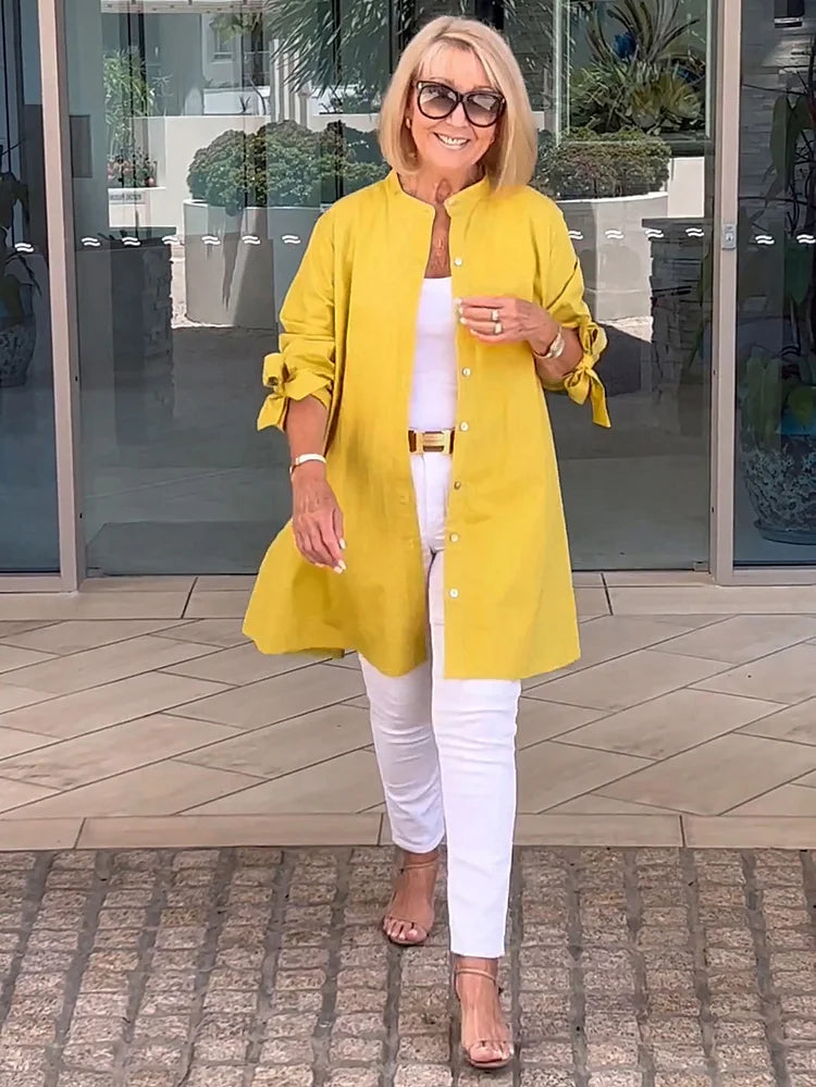 Gathered Back Cotton Shirt Jacket With Flowy Swing Casual - New Family Finds