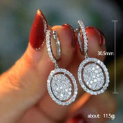 White Gold Plated Oval Earrings – Elegant Geometric Copper Earrings for Women | Familyfinds