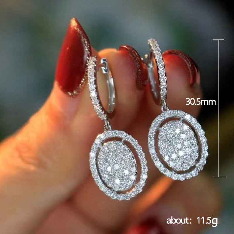 White Gold Plated Oval Earrings – Elegant Geometric Copper Earrings for Women | Familyfinds