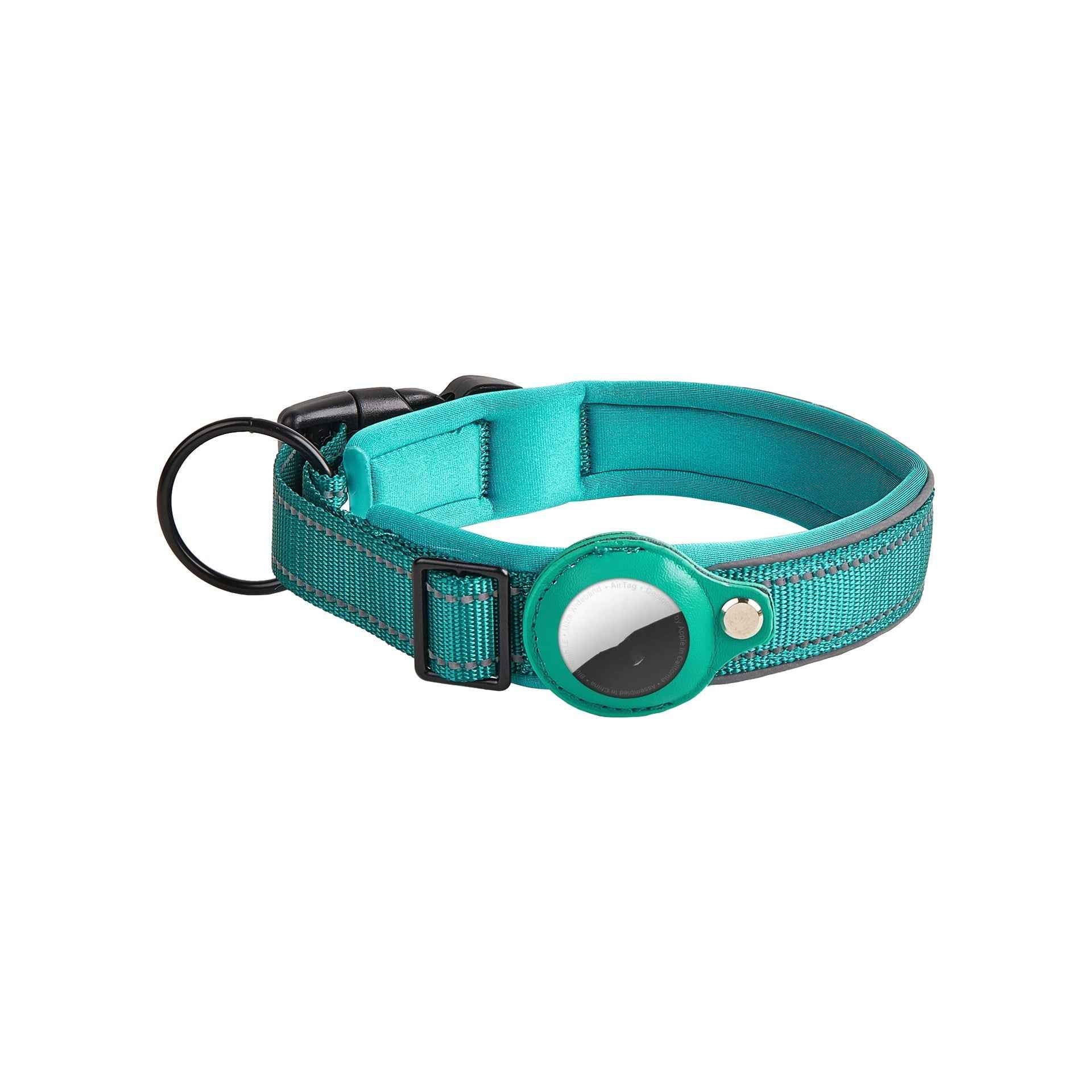 Airtag Pet Collar Tracker – Leather & Nylon Dog & Cat Locator Blue Collar