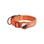 Airtag Pet Collar Tracker – Leather & Nylon Dog & Cat Locator Orange Collar