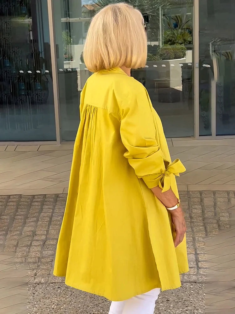 Gathered Back Cotton Shirt Jacket With Flowy Swing Casual - New Family Finds