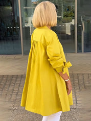 Gathered Back Cotton Shirt Jacket With Flowy Swing Casual - New Family Finds