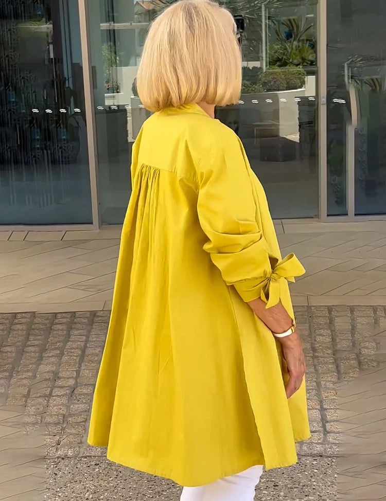 Gathered Back Cotton Shirt Jacket With Flowy Swing Casual - New Family Finds