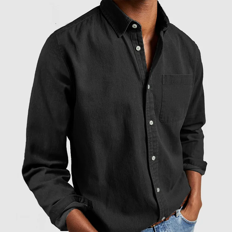 Fynn Long-Sleeve Button-Up Shirt Black