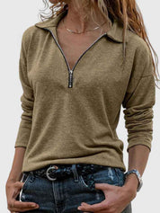 Lightweight Comfortable Top With Zipper Detail For Everyday