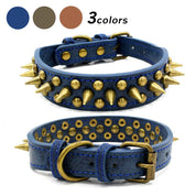 Retro Spiked Dog Collar – PU Leather Adjustable Collar for Large Dogs