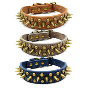 Retro Spiked Dog Collar – PU Leather Adjustable Collar for Large Dogs