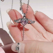 Cupid Heart Angel Wings Necklace – Crystal Tassel Pendant Jewelry Gift for Women