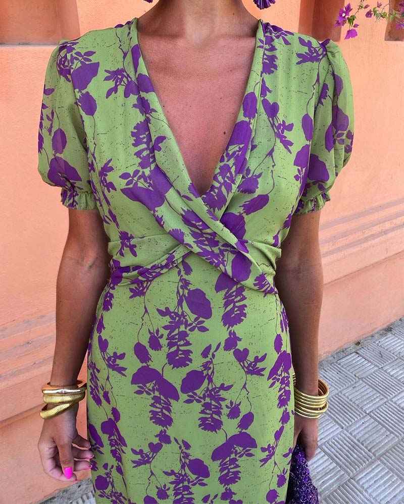 Irie – Elegant Floral Dress Green XL