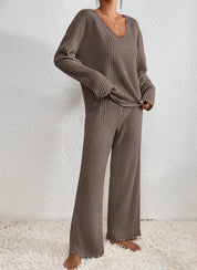 Evangeline Cozy Lounge Set - Stylish Two-Piece Comfort for Every Day Light Brown