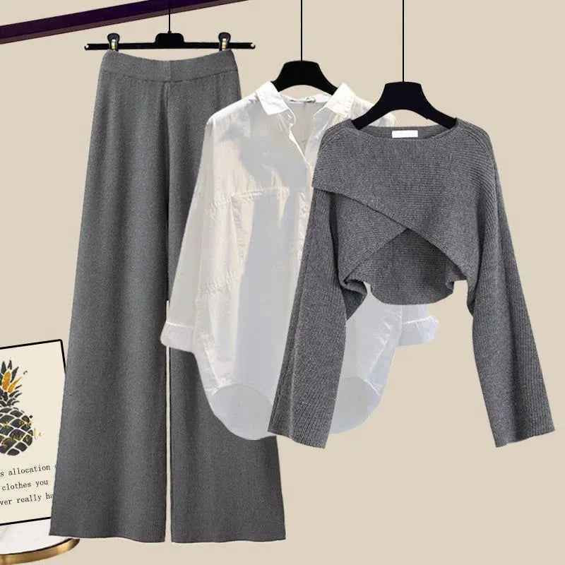 Organic Cotton Three Piece Set Sweater Blouse Pants Women - New Family Finds