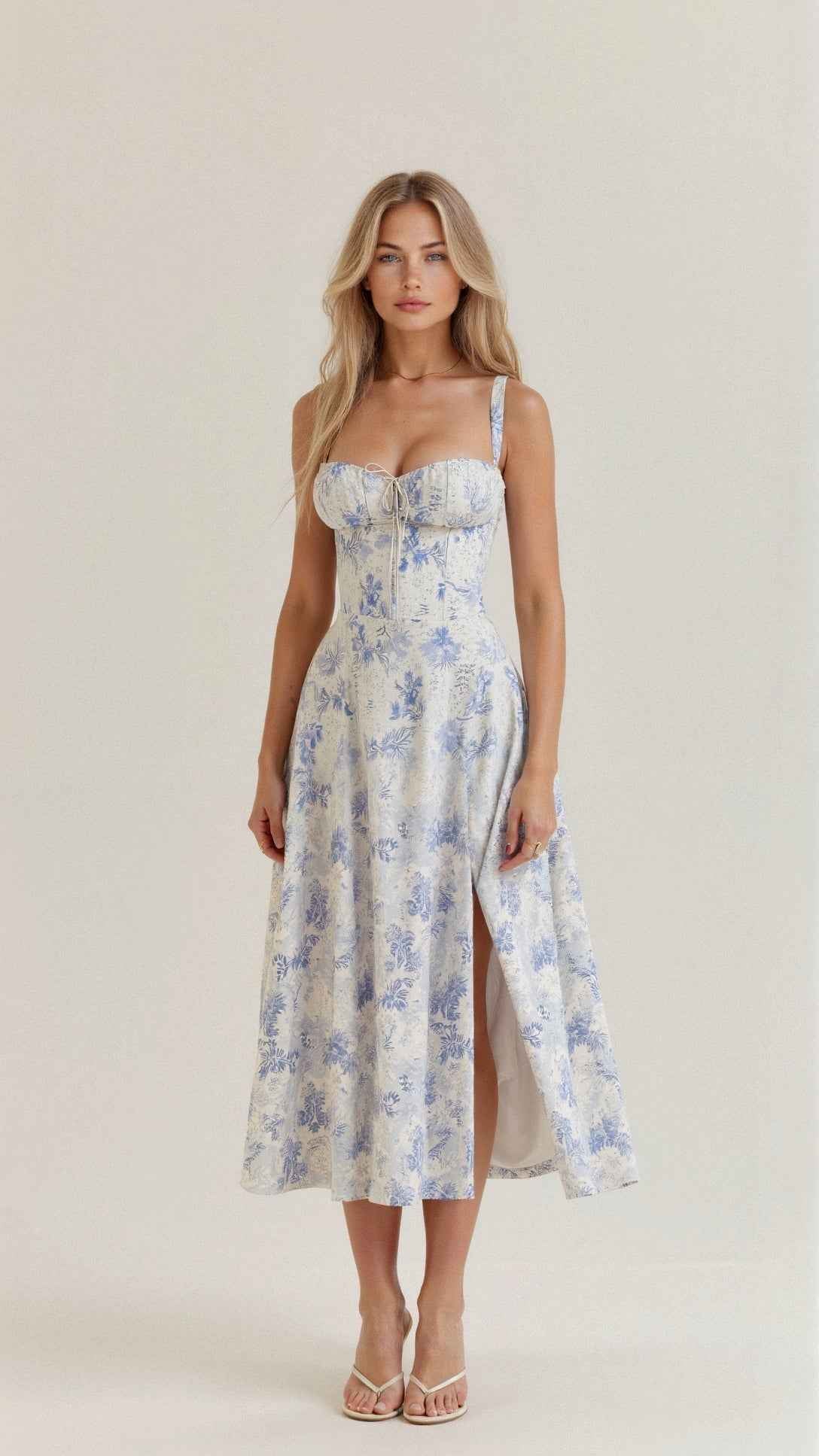 Kiana Corset Midi Dress for Elegant Style and Comfort Blue