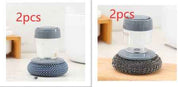 Kitchen Palm Brush – Push-Type Soap Dispenser Scrubber & Cleaner A and B 2set