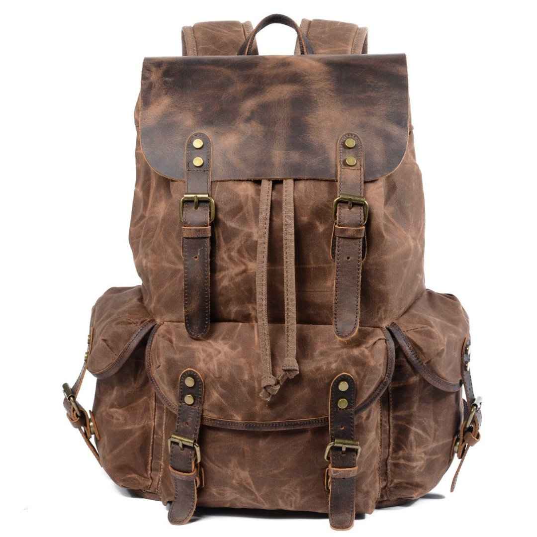 Ringo Vintage Outdoor Travel Backpack - Stylish and Functional Buckle Design Coffee One Size