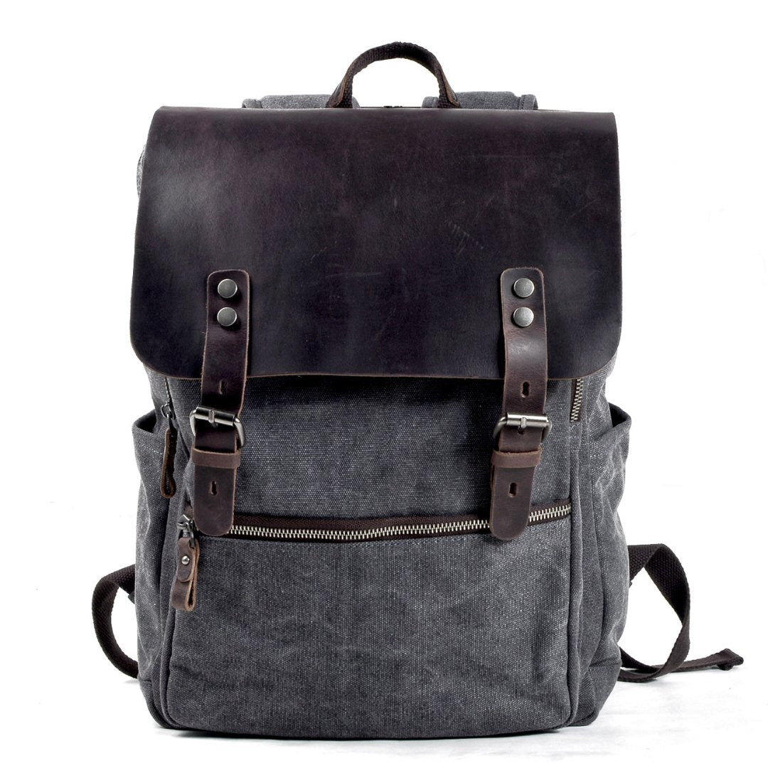 Gaston Vintage Canvas Backpack - Durable and Stylish Dark Grey One Size