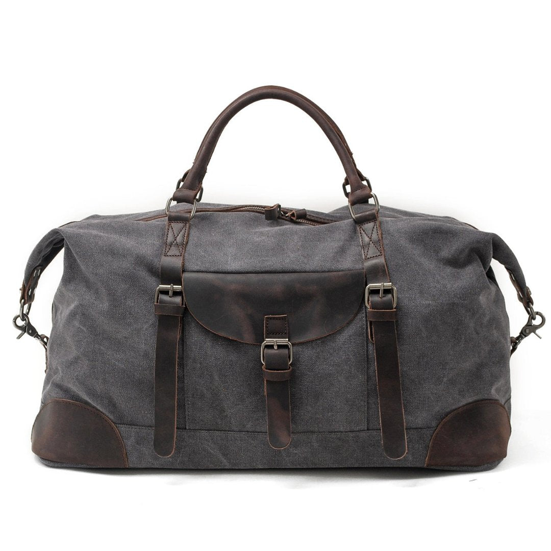 Wallace - Extra Spacious Vintage Overnight Bag Light Grey One Size