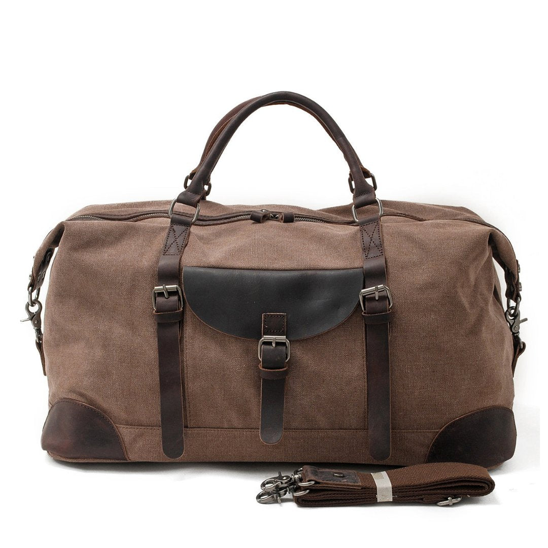 Wallace - Extra Spacious Vintage Overnight Bag Coffeee One Size