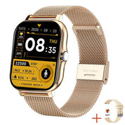 Familyfinds Y13 Smart Watch – Heart Rate, Pedometer, Bluetooth Call, Fitness & Sleep Tracker Gold mesh plus silicone