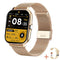 Familyfinds Y13 Smart Watch – Heart Rate, Pedometer, Bluetooth Call, Fitness & Sleep Tracker Gold mesh plus silicone