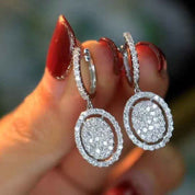 White Gold Plated Oval Earrings – Elegant Geometric Copper Earrings for Women | Familyfinds