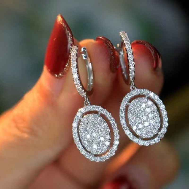 White Gold Plated Oval Earrings – Elegant Geometric Copper Earrings for Women | Familyfinds