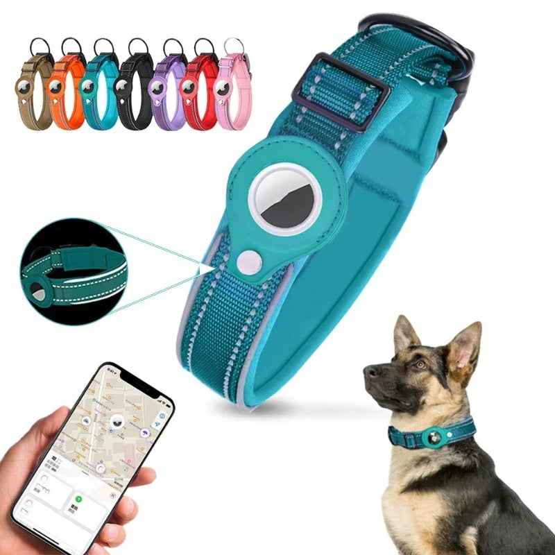 Airtag Pet Collar Tracker – Leather & Nylon Dog & Cat Locator