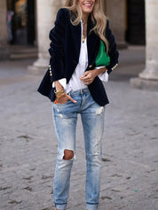 Elegant Velvet Blazer For Sophisticated Formal And Daywear - New Family Finds