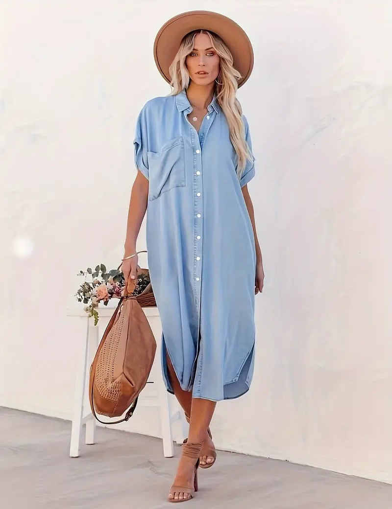 Lina - Batwing Sleeve Denim Dress