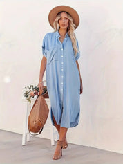 Lina - Batwing Sleeve Denim Dress